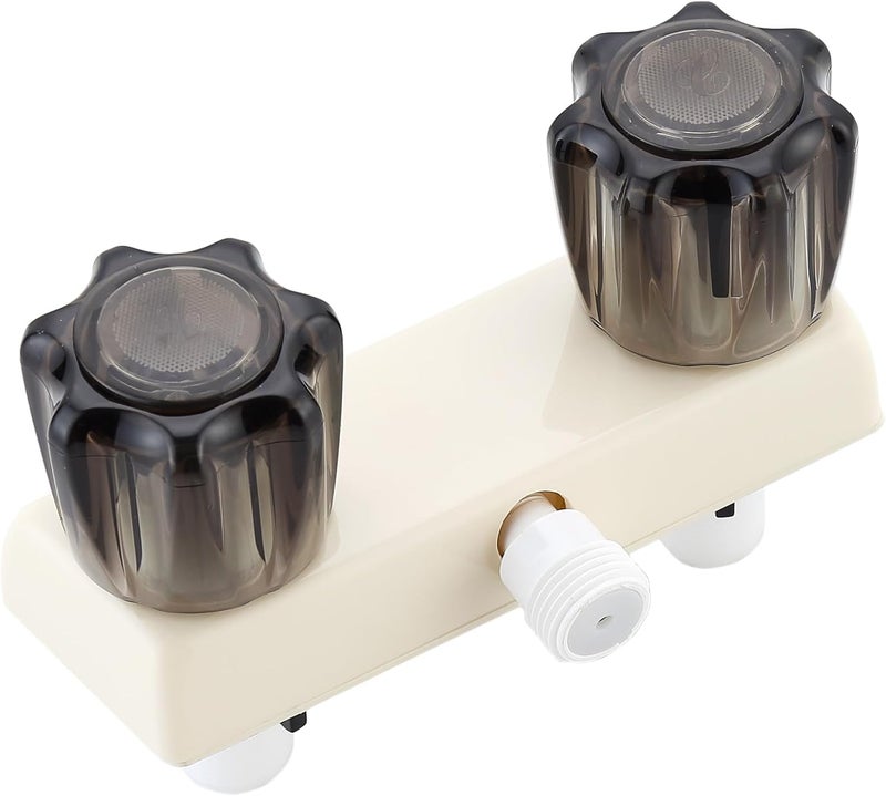 LavishStream RV Shower Faucet, 4" Shower Valve Diverter with Dual Acrylic Control Knobs, Leak-Proof Design for RV Camper Van Travel Trailer Bathroom (Indoor/Outdoor Use), Milk White&Black - Image 1